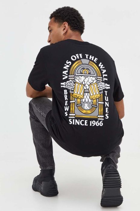 Бавовняна футболка Vans колір чорний з принтом (3483119) Бавовняна футболка Vans колір чорний з принтом (3483119)