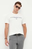 Бавовняна футболка La Martina колір бежевий з принтом