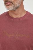 Бавовняна футболка Pepe Jeans JAYDEN колір бордовий з принтом
