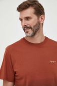 Бавовняна футболка Pepe Jeans колір коричневий однотонний (3594036)