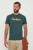 Бавовняна футболка Pepe Jeans колір зелений з принтом (3520747)