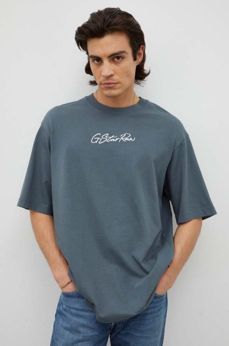 Бавовняна футболка G-Star Raw з аплікацією колір блакитний (3439785) Бавовняна футболка G-Star Raw з аплікацією колір блакитний (3439785)