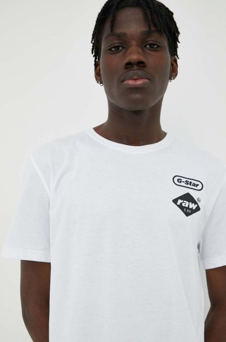Бавовняна футболка G-Star Raw колір білий з принтом (3439807) Бавовняна футболка G-Star Raw колір білий з принтом (3439807)