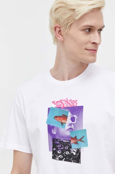 Бавовняна футболка Vans колір білий з принтом (3572665) Бавовняна футболка Vans колір білий з принтом (3572665)