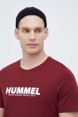 Бавовняна футболка Hummel колір бордовий з принтом