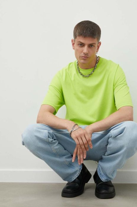 Бавовняна футболка American Vintage колір зелений однотонний (3339432)