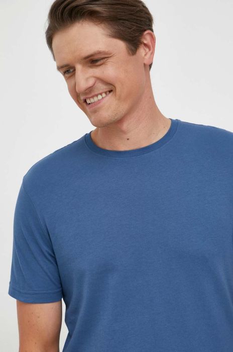 Бавовняна футболка United Colors of Benetton однотонний колір блакитний (3373815) Бавовняна футболка United Colors of Benetton однотонний колір блакитний (3373815)