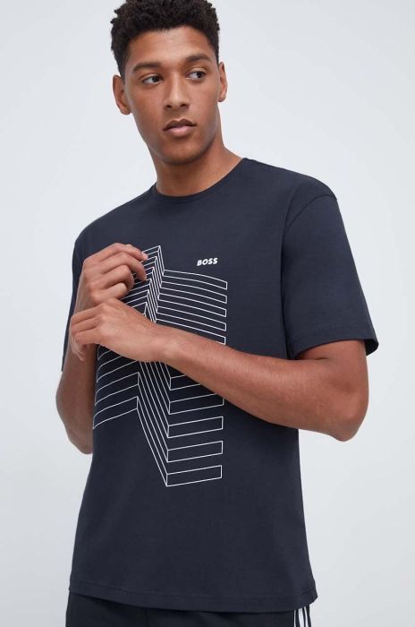 Футболка Boss Green BOSS GREEN чоловіча з принтом колір темно-синій Футболка Boss Green BOSS GREEN чоловіча з принтом колір темно-синій