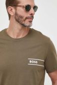 Бавовняна футболка BOSS колір зелений з принтом (3560473)