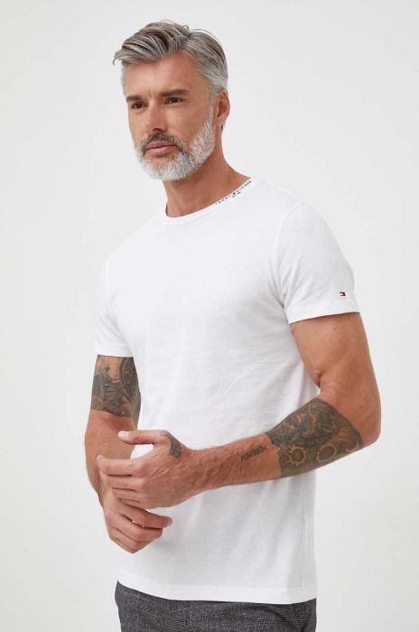 Бавовняна футболка Tommy Hilfiger чоловічий колір білий однотонний Бавовняна футболка Tommy Hilfiger чоловічий колір білий однотонний