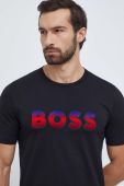 Бавовняна футболка BOSS чоловічий колір чорний з аплікацією Бавовняна футболка BOSS чоловічий колір чорний з аплікацією