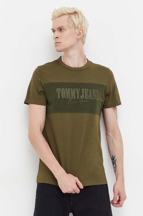 Бавовняна футболка Tommy Jeans колір зелений з аплікацією (3558895) Бавовняна футболка Tommy Jeans колір зелений з аплікацією (3558895)