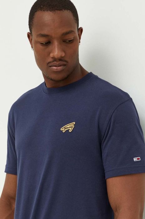 Бавовняна футболка Tommy Jeans колір синій з аплікацією (3417161) Бавовняна футболка Tommy Jeans колір синій з аплікацією (3417161)