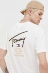 Бавовняна футболка Tommy Jeans колір бежевий з принтом (3560485)