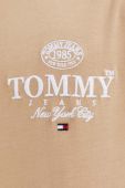Бавовняна футболка Tommy Jeans колір бежевий з аплікацією (3534942)