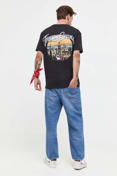 Бавовняна футболка Tommy Jeans чоловічий колір чорний з принтом (3633689) Бавовняна футболка Tommy Jeans чоловічий колір чорний з принтом (3633689)