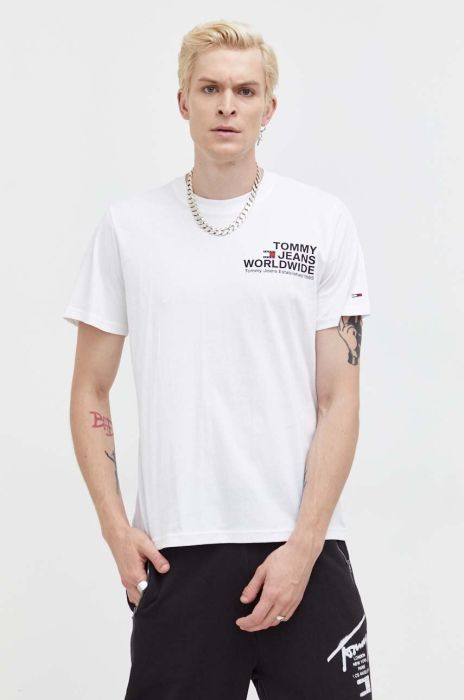 Бавовняна футболка Tommy Jeans колір білий з принтом (3560511) Бавовняна футболка Tommy Jeans колір білий з принтом (3560511)