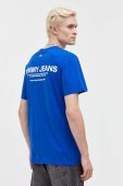 Бавовняна футболка Tommy Jeans з принтом колір блакитний (3558957)
