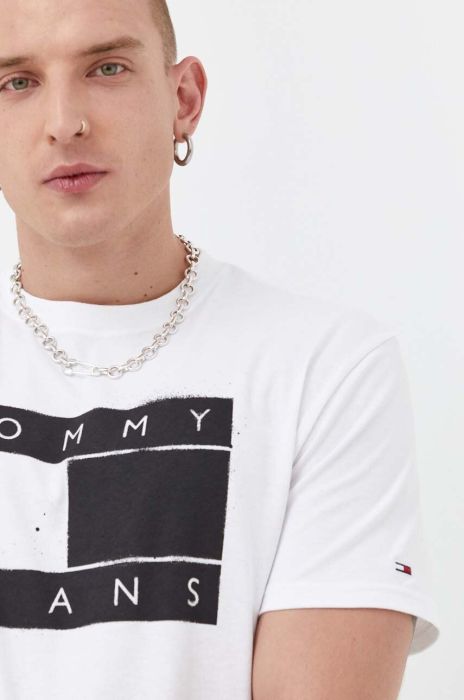 Бавовняна футболка Tommy Jeans колір білий з принтом (3539042) Бавовняна футболка Tommy Jeans колір білий з принтом (3539042)