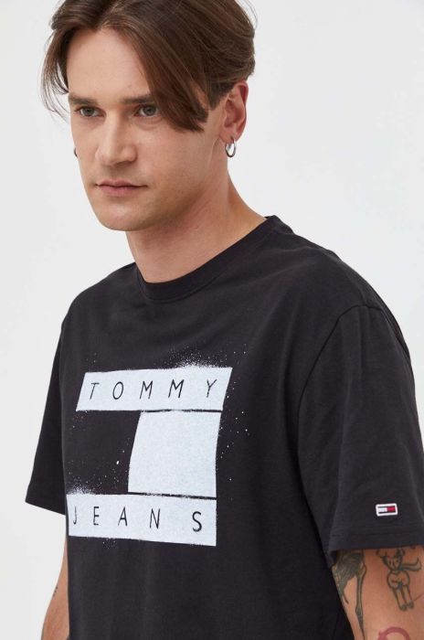Бавовняна футболка Tommy Jeans колір чорний з принтом (3539035) Бавовняна футболка Tommy Jeans колір чорний з принтом (3539035)