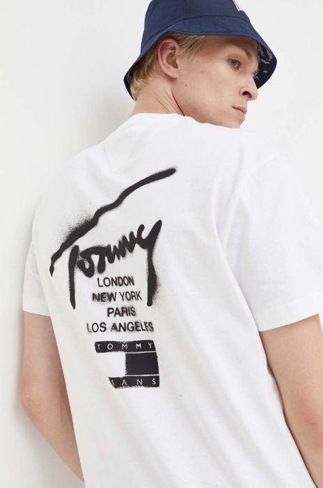 Бавовняна футболка Tommy Jeans колір білий з принтом (3558978) Бавовняна футболка Tommy Jeans колір білий з принтом (3558978)