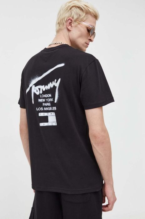 Бавовняна футболка Tommy Jeans колір чорний з принтом (3558973) Бавовняна футболка Tommy Jeans колір чорний з принтом (3558973)