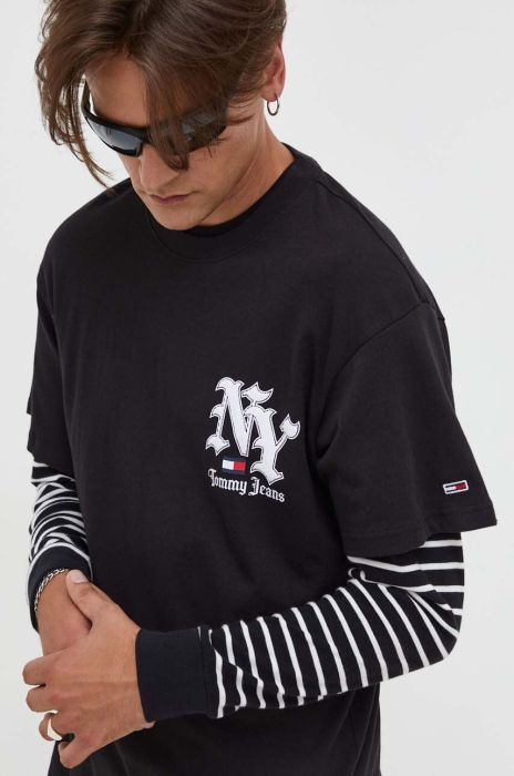 Бавовняна футболка Tommy Jeans колір чорний з принтом (3543112) Бавовняна футболка Tommy Jeans колір чорний з принтом (3543112)