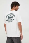 Футболка Lacoste чоловічий колір бежевий з принтом Футболка Lacoste чоловічий колір бежевий з принтом