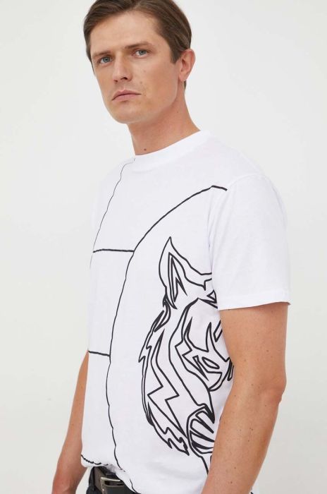 Бавовняна футболка PLEIN SPORT колір білий з принтом (3375546)