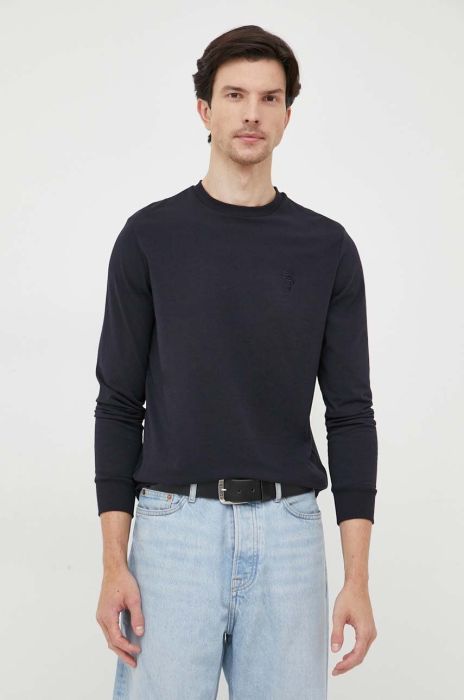 Лонгслів Karl Lagerfeld чоловічий колір синій однотонний Лонгслів Karl Lagerfeld чоловічий колір синій однотонний