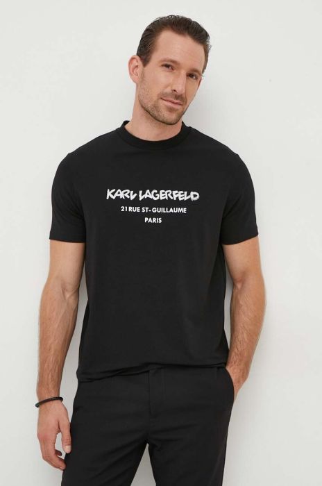 Футболка Karl Lagerfeld чоловічий колір чорний з принтом (3639527) Футболка Karl Lagerfeld чоловічий колір чорний з принтом (3639527)