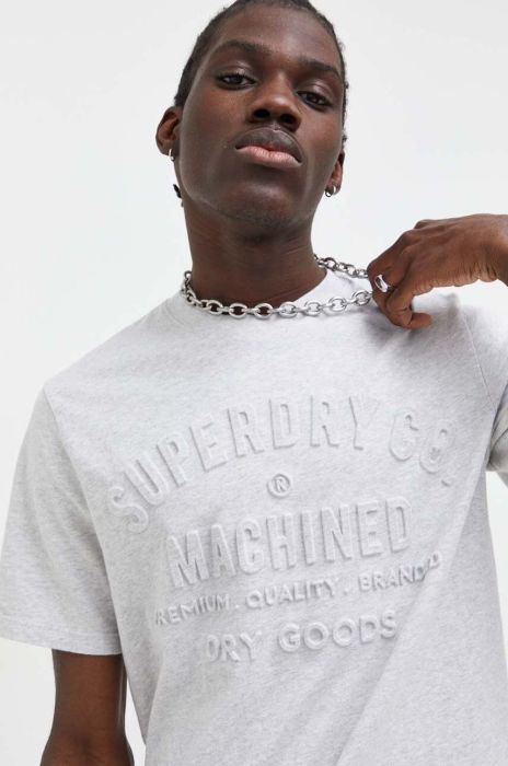 Бавовняна футболка Superdry чоловічий колір сірий з принтом Бавовняна футболка Superdry чоловічий колір сірий з принтом