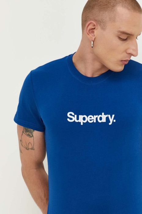 Бавовняна футболка Superdry з принтом колір блакитний Бавовняна футболка Superdry з принтом колір блакитний