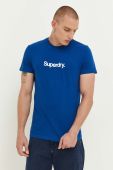 Бавовняна футболка Superdry з принтом колір блакитний Бавовняна футболка Superdry з принтом колір блакитний