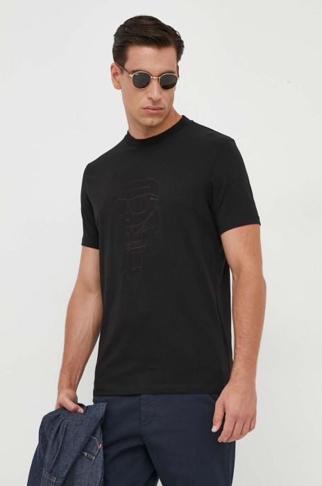 Футболка Karl Lagerfeld чоловічий колір чорний з аплікацією (3468244) Футболка Karl Lagerfeld чоловічий колір чорний з аплікацією (3468244)