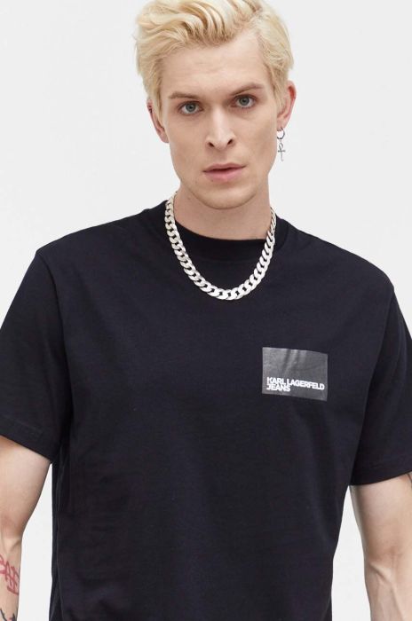 Бавовняна футболка Karl Lagerfeld Jeans колір чорний з принтом (3565040) Бавовняна футболка Karl Lagerfeld Jeans колір чорний з принтом (3565040)