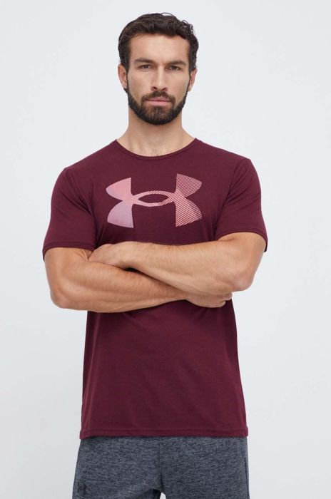Футболка Under Armour чоловічий колір бордовий з принтом Футболка Under Armour чоловічий колір бордовий з принтом