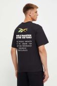 Бавовняна футболка Reebok колір чорний з принтом (3551737)