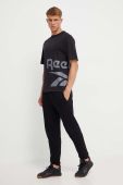 Бавовняна футболка Reebok колір чорний з принтом (3551750)