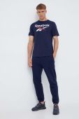 Бавовняна футболка Reebok колір синій з принтом (3555492) Бавовняна футболка Reebok колір синій з принтом (3555492)