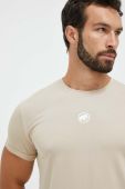 Футболка Mammut Seon чоловіча колір бежевий однотонна Футболка Mammut Seon чоловіча колір бежевий однотонна