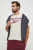 Бавовняна футболка Reebok колір бежевий з принтом (3568988)