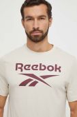 Бавовняна футболка Reebok колір бежевий з принтом (3568988)