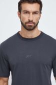 Бавовняна футболка Reebok колір сірий з принтом