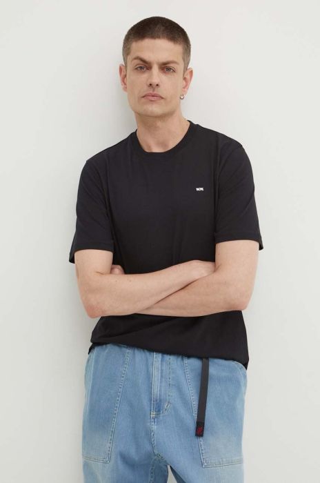 Бавовняна футболка Wood Wood колір чорний однотонний