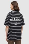 Бавовняна футболка AllSaints UNDERGROUND STRIPE S колір сірий візерунок