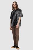 Бавовняна футболка AllSaints UNDERGROUND STRIPE S колір сірий візерунок