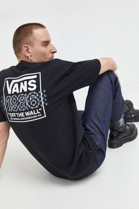 Бавовняна футболка Vans чоловічий колір чорний з принтом (3681633) Бавовняна футболка Vans чоловічий колір чорний з принтом (3681633)