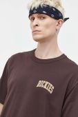 Бавовняна футболка Dickies колір коричневий з принтом