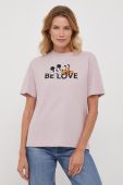 Бавовняна футболка United Colors of Benetton x Disney колір рожевий з принтом